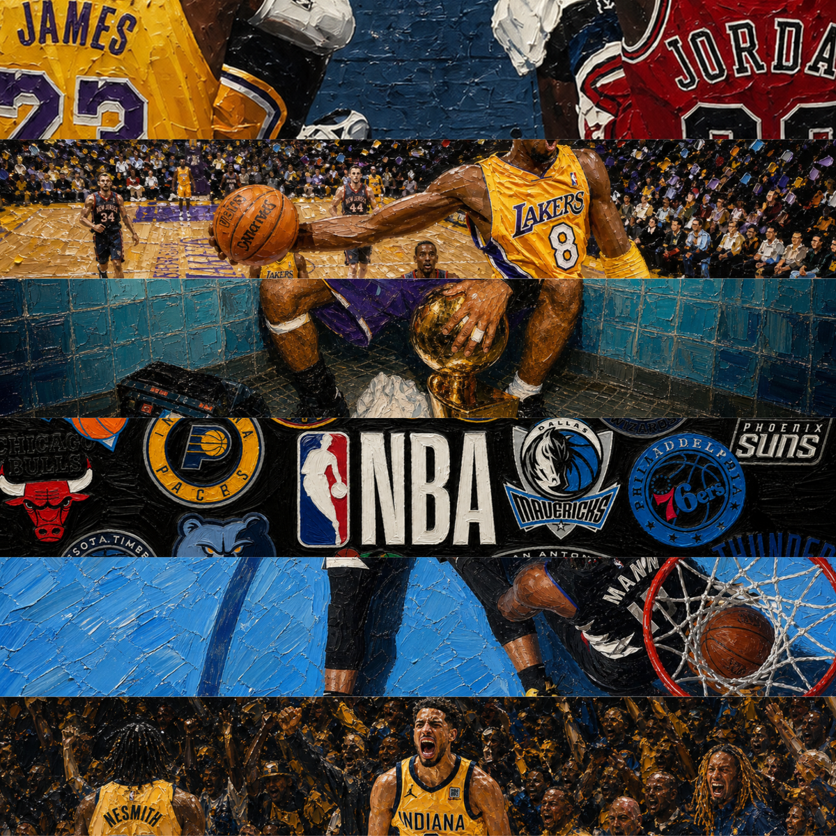 Basketball impasto wallpaper collection strip