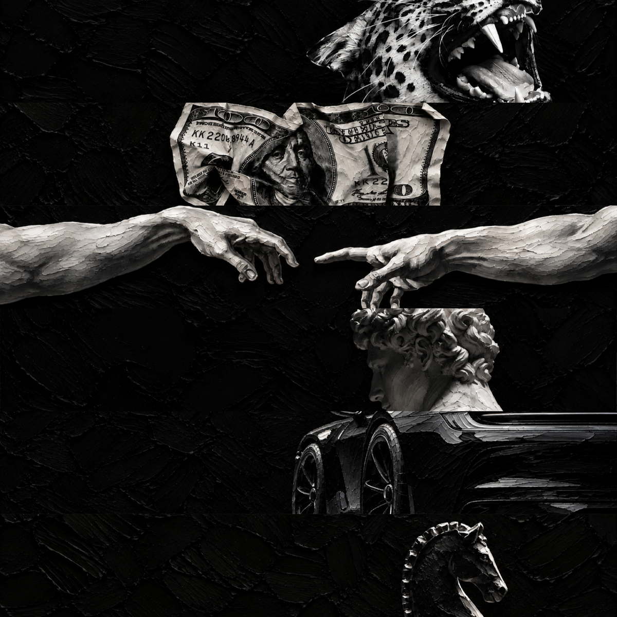 Black Luxury collection — six impasto wallpapers