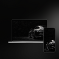 Midnight Arrival impasto wallpaper shown on an iPhone and laptop
