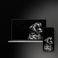 Untamed Noir impasto wallpaper shown on an iPhone and laptop