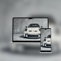 White Porsche 911 — Impasto Wallpaper (iPhone + Desktop)
