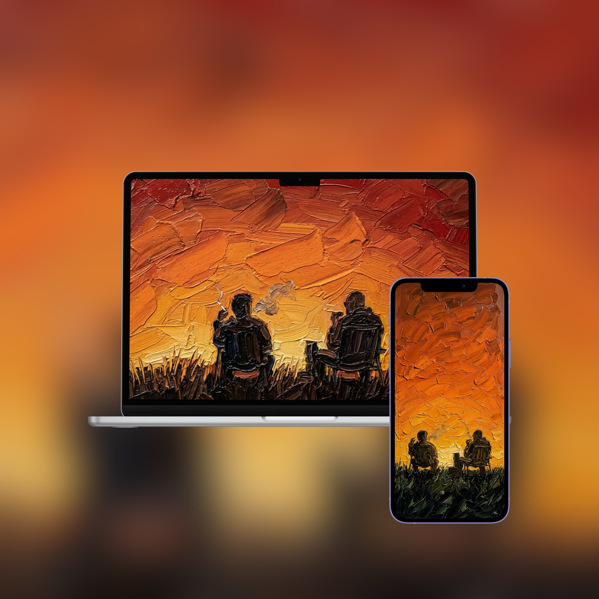 Desert Sunset Lawn Chairs — Impasto Wallpaper (iPhone + Desktop)