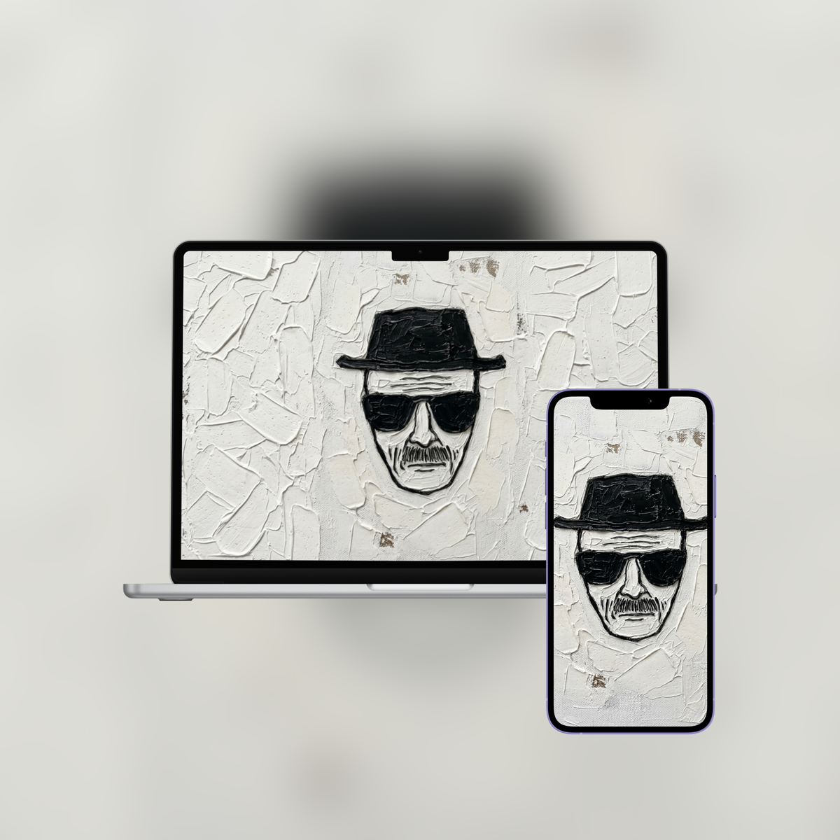Heisenberg Sketch — Impasto Wallpaper (iPhone + Desktop)