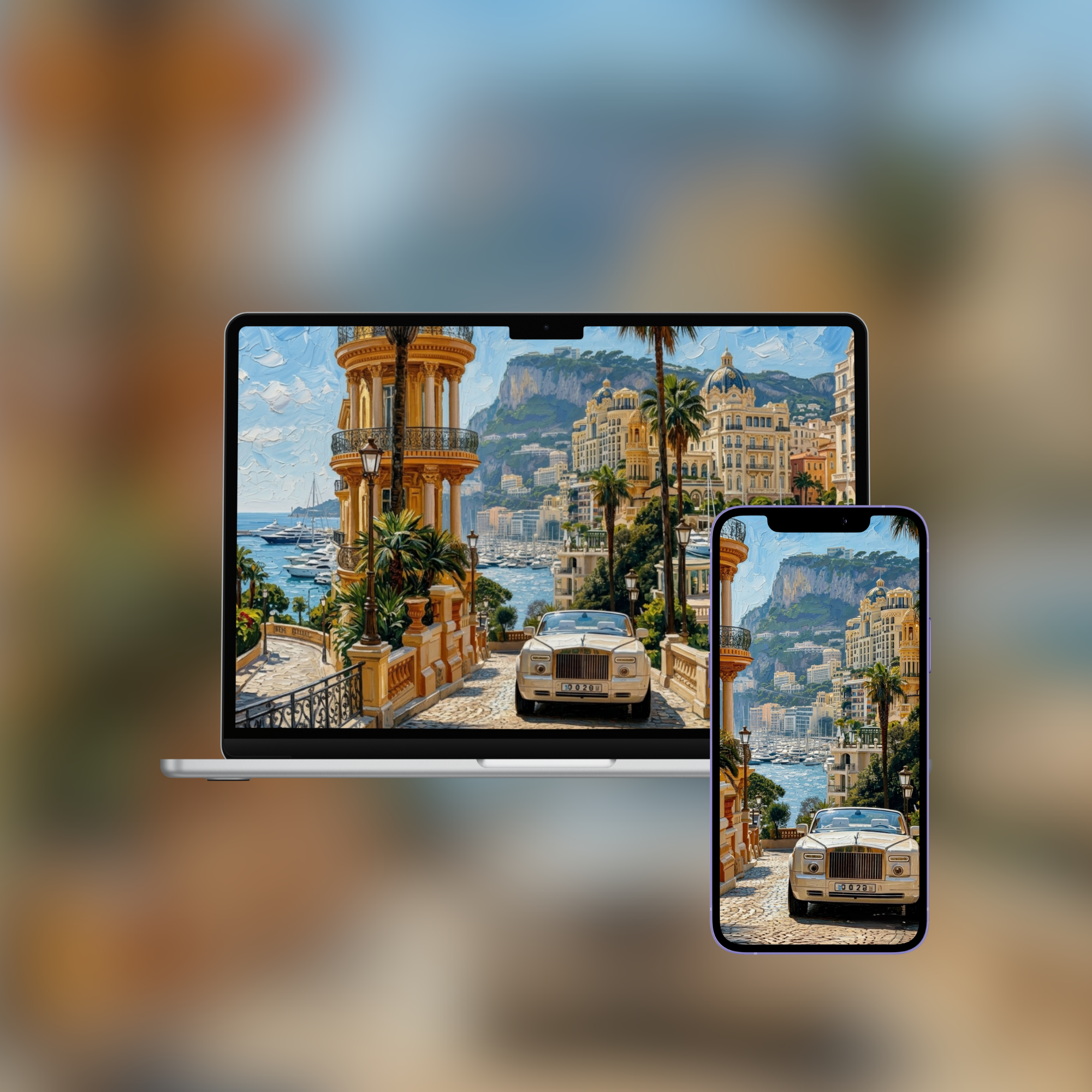 Rolls-Royce on the Monaco Street — Impasto Wallpaper (iPhone + Desktop)