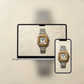 Cartier Santos Watch — Impasto Wallpaper (iPhone + Desktop)