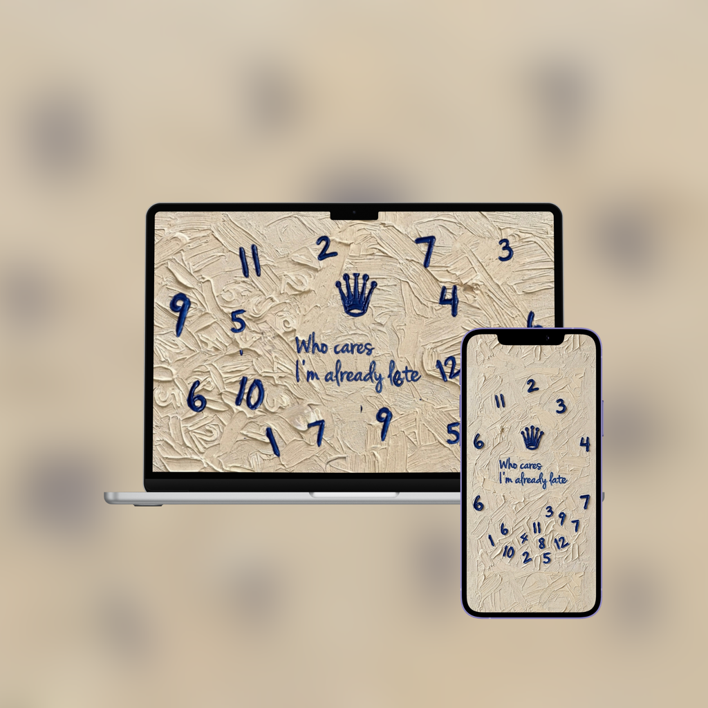Who Cares I'm Already Late — Impasto Wallpaper (iPhone + Desktop)