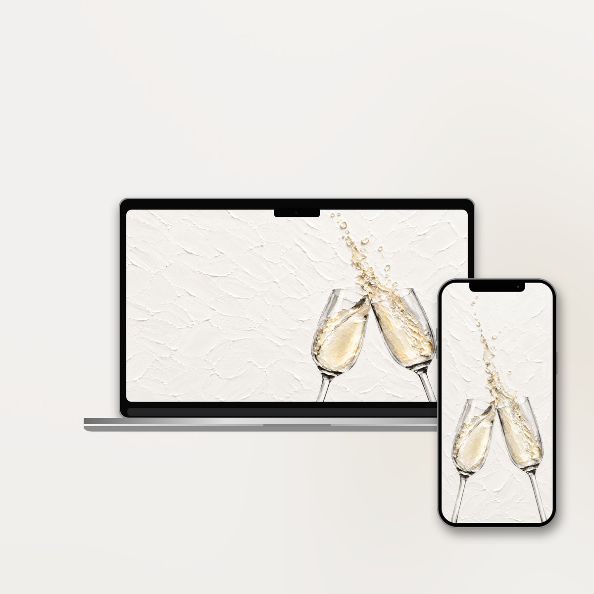 A Toast to More impasto wallpaper shown on an iPhone and laptop