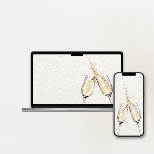 A Toast to More impasto wallpaper shown on an iPhone and laptop