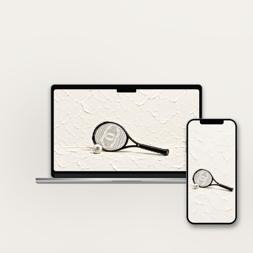 Centre Court impasto wallpaper shown on an iPhone and laptop