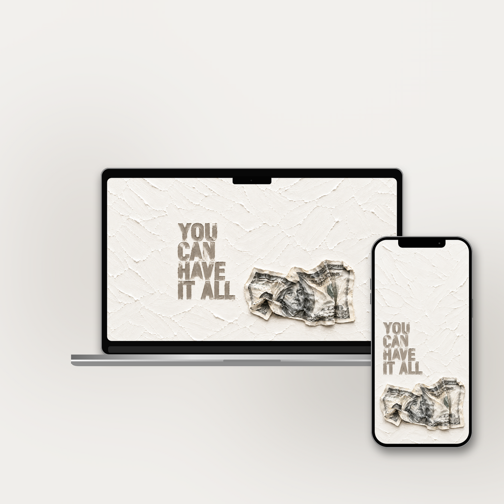 Have It All impasto wallpaper shown on an iPhone and laptop