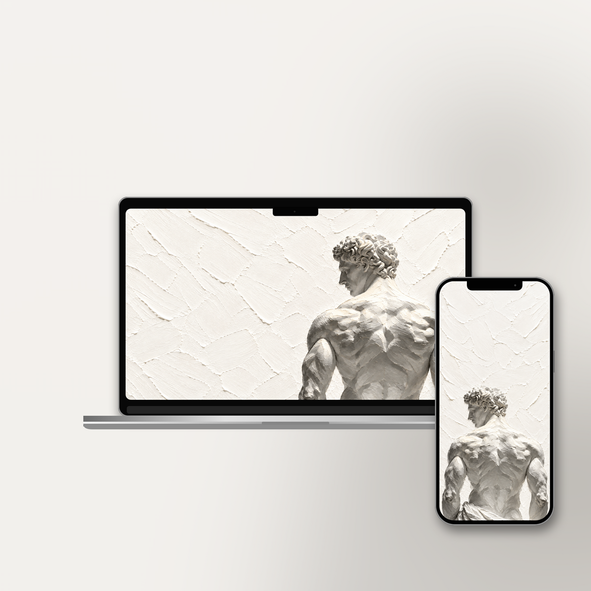 Pride impasto wallpaper shown on an iPhone and laptop