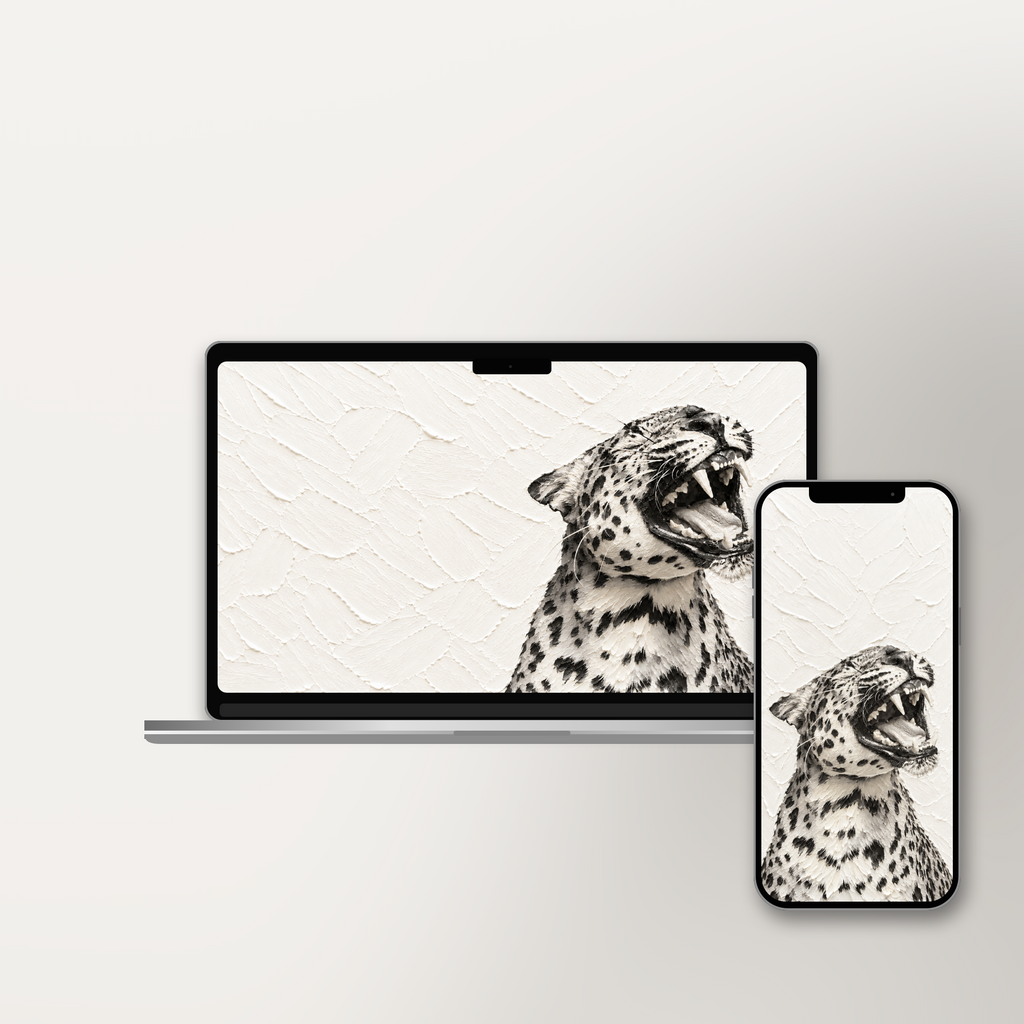 Untamed impasto wallpaper shown on an iPhone and laptop